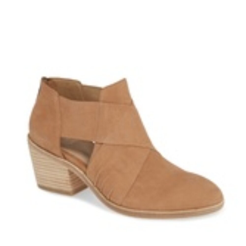 Eileen Fisher Walt Leather Cut-Out Cross Strap Ankle‎ Bootie